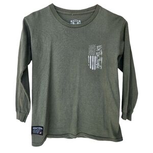 Howitzer Green Cotton Long Sleeve T-Shirt Tee We The People Flag Graphic Youth M